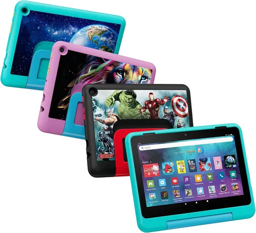 Vista 6 de Funda infantil Amazon para tablet Fire HD 8 (solo compatible con tablets de 12ª generación). Jungle Cat