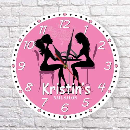 Vista 4 de The Geeky Days Reloj de pared personalizado para salón de manicura, salón de uñas, spa, silencio, cuarzo, obras de arte, pedicura, arte de uñas