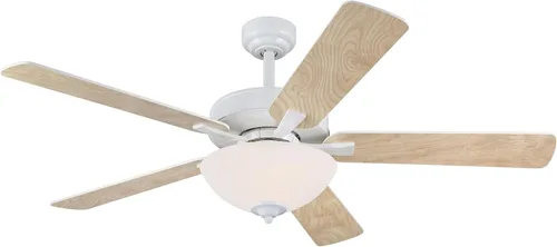 Vista 6 de Westinghouse 7308300 Albert, ventilador de techo LED tradicional con luz, 52 pulgadas, acabado blanco, vidrio esmerilado