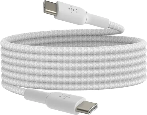 Vista 10 de Belkin BoostCharge - Cable trenzado USB-C a USB-C (1M/3.3 pies) para iPhone 16, iPhone 16 Pro, iPhone 16 Pro Max, Galaxy S25, S24, Note, Pixel 9