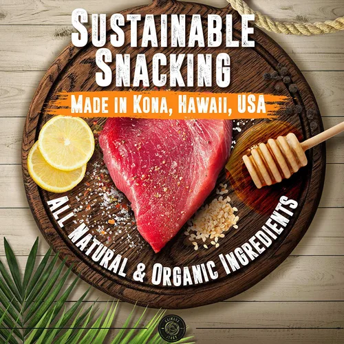 Vista 5 de Kaimana Cecina de atún Ahi silvestre capturada en la naturaleza, sal de limón, rica en omega-3 y alta en proteínas, cecina de pescado totalmente