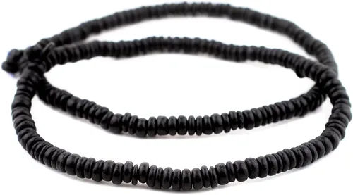 Vista 3 de The Bead Chest Cuentas de cáscara de coco de disco negro (0.315 in)