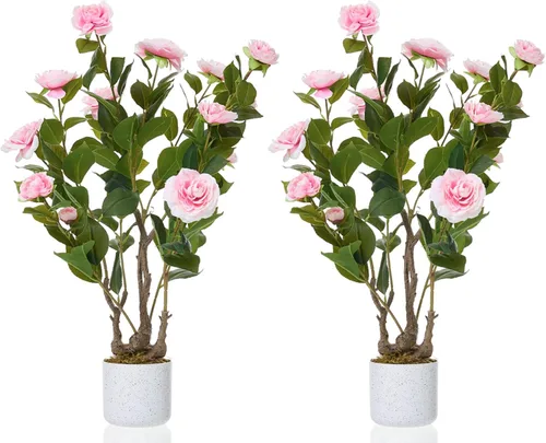 Vista 12 de GarveeHome Árbol de buganvilla artificial de 5 pies, planta de buganvilla de seda sintética con maceta, decoración interior y exterior, planta