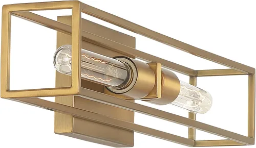 Vista 7 de Quoizel LGN8624WS Leighton - Lámpara de pared para baño, 2 luces, 200 vatios, latón desgastado (5 pulgadas de alto x 24 pulgadas de ancho)