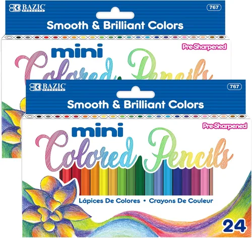 Vista 8 de BAZIC PRODUCTS 24 mini lápices de colores, para escritura de exámenes escolares