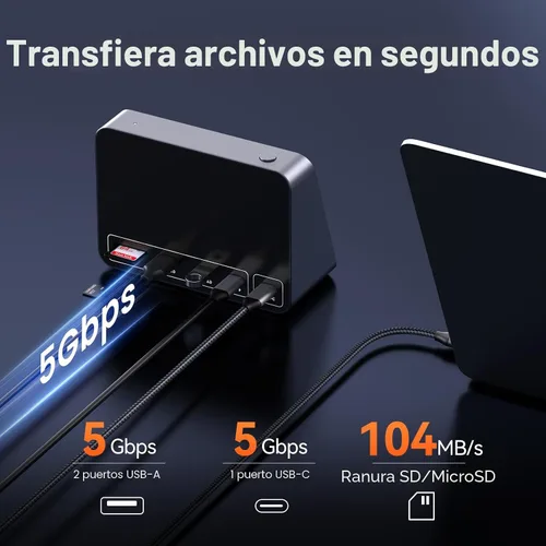 Vista 6 de Tobenone Mini monitor FHD 1080P de 5 pulgadas para PC con concentrador USB-C, 100 W PD, 4 puertos USB, SD/Micro SD, monitor portátil para marco