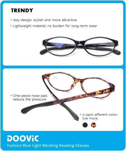 Vista 4 de DOOViC Paquete de 2 lentes de lectura de moda para mujer, diseño elegante, bloqueo de luz azul, lectores 3.0 de fuerza