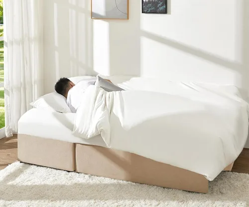 Vista 5 de VanAcc - Sofá cama con sofá cama extraíble de 2 en 1 con sofá cama extraíble con chaise de almacenamiento para sala de estar, cómodo sofá cama, Beige