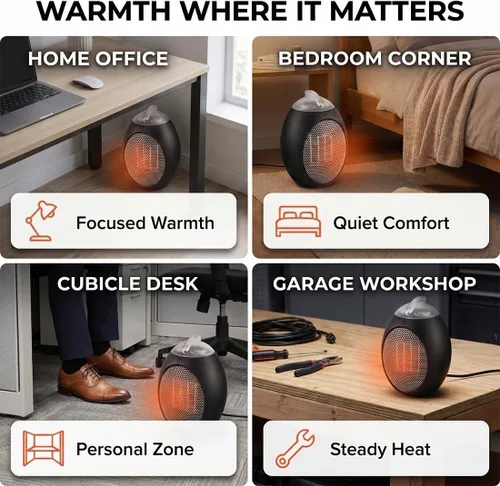 Vista 5 de Cozy Products, calentador compacto ESH Eco-Save 750-watt, ahorra dinero y energía