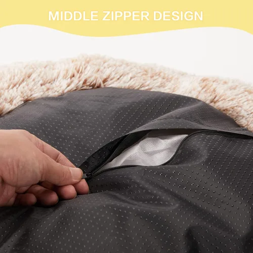 Vista 6 de Bedfolks Cama calmante en forma de dona, camas redondas y esponjosas de 23 pulgadas para perros pequeños, lavable a máquina, antiansiedad, cama