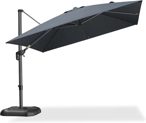 Vista 106 de PURPLE LEAF Sombrilla de patio de 8 pies para exteriores, sombrilla voladiza cuadrada de aluminio con rotación de 360 grados para jardín, terraza