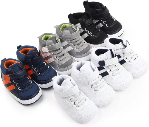 Vista 6 de Sekantrol Zapatos de cuna para recién nacidos y niñas, para primer andador, suela de goma suave, zapatos de moda para bebés, mocasines de vestir