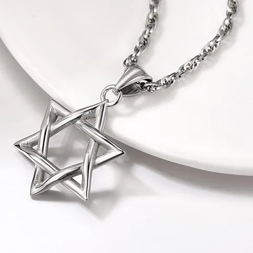 Vista 3 de U7 Star of David Necklace for Men Women GoldStainless Steel Hexagon Pendant with CrossRuby StoneClassic Jewish Isael Necklaces, Length 22" 24" 26