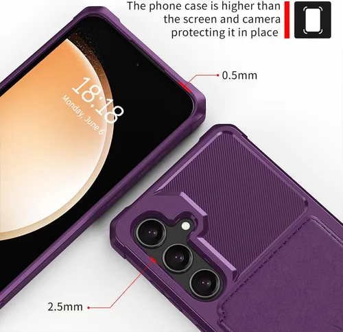 Vista 52 de Funda para Samsung Galaxy S21 Ultra con tarjetero, compatible con soporte magnético para automóvil, resistente a los golpes, resistente, suave, TPU