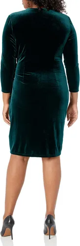 Vista 2 de Anne Klein Vestido cruzado clásico de terciopelo para mujer