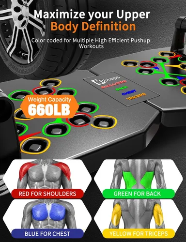 Vista 3 de BBTOPS Tabla Push Up, accesorios de fitness con bandas de resistencia
