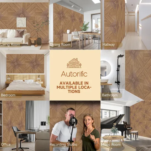Vista 8 de Paneles acústicos de pared, paquete de 6 unidades de tamaño total de 72 x 48 pulgadas, paneles acústicos decorativos autoadhesivos para pared