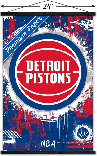 Vista 3 de Trends International NBA Detroit Pistons - Póster de pared con logotipo Maximalist 23 con marco magnético