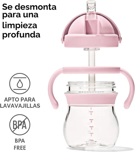 Vista 3 de OXO Tot Transitions Vaso con Pajita con Asas Extraíbles - 6 oz. - Blossom