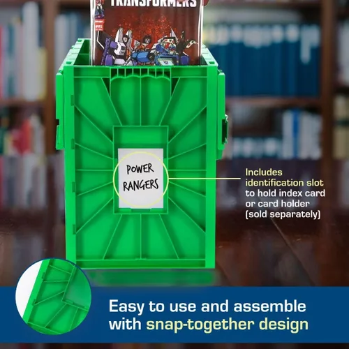 Vista 4 de BCW Recipiente corto para cómics Capacidad para 150 cómics Almacenamiento de plástico apilable Organizador sin ácido Verde, individual