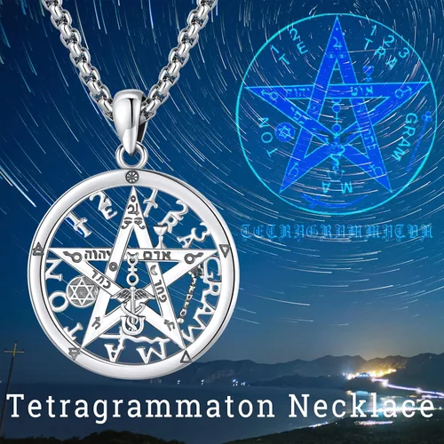 Vista 248 de Collar de pentagrama de plata de ley con triple luna, diosa celta, nudo celta, nudo de brujas, Ankh, sol y luna, Hécate, lilith, Santa Muerte