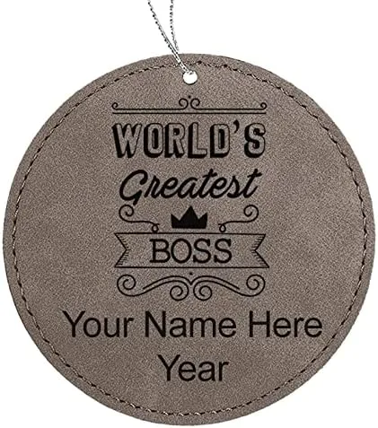 Vista 7 de LaserGram Adorno de Navidad personalizado, el jefe más grande del mundo, piel sintética, idea de regalo personalizada grabada con láser