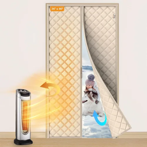Vista 25 de Yotache - Cortina magnética aislada térmica para puerta, se adapta a puertas de 28 x 78 pulgadas, cortina de 30" x 80", material Oxford resistente a