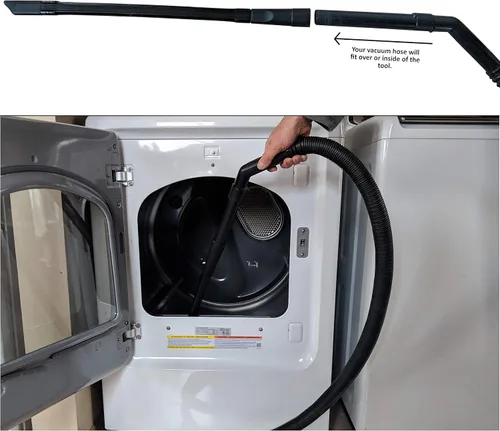 Vista 6 de Accesorio de vacío para ventilación de secadora, herramienta de limpieza de grietas para secadora de ropa, cepillo trampa de pelusa con manguera