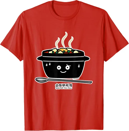 Vista 112 de Sopa coreana de guiso de tofu suave picante Sundubu jjigae huevo caliente, gris, S Negro
