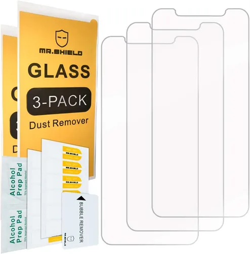 Vista 2 de Mr.Shield [Paquete de 3] Protector de pantalla diseñado para iPhone XR/iPhone 11 [vidrio templado] con repuesto de por vida