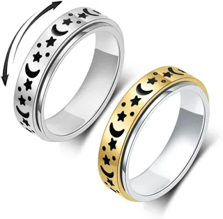 Anillo de ansiedad OreilleStar para mujer, anillo de dedo de acero inoxidable, juguetes de dedo para adultos, anillos giratorios para el pulgar 2