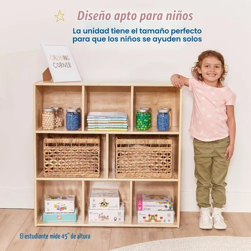 Vista 5 de ECR4Kids Streamline - Armario de almacenamiento de 8 compartimentos, 36 pulgadas, muebles de aula, natural
