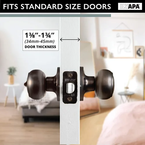 Vista 5 de Ilyapa - Pomo de puerta para interiores del hogar, manija redonda para puerta sin llave, color bronce aceitado Locking, For Bedroom or Bathroom