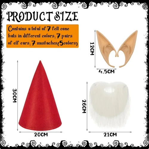 Vista 2 de BBTO Accesorios para disfraz de gnomo de Halloween, disfraces de libro de cuentos, disfraz de enano, disfraz de cuento de hadas, juego de accesorios