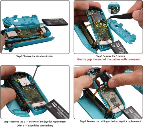 Vista 6 de JAOYSTII Joycon Joystick de repuesto, 4 unidades, palillo analógico de repuesto para control Joy-Con Switch Lite, joystick analógico