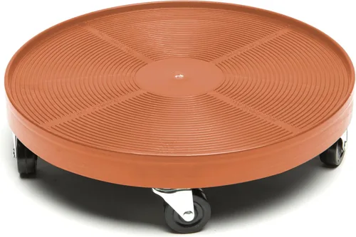 Vista 10 de Carrito de plantas rodante de 16 pulgadas con ruedas y orificio de drenaje, plataforma de plantas resistente con rueda de bloqueo, base de maceta