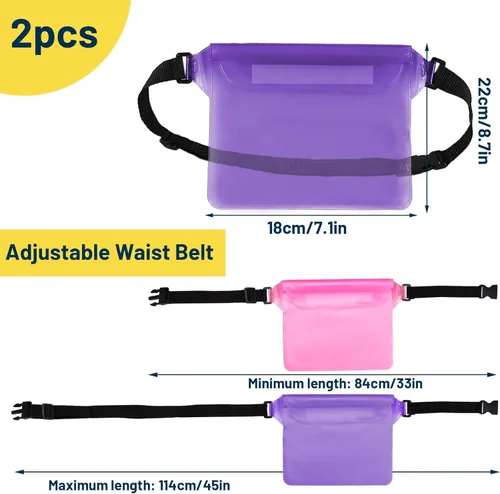 Vista 2 de Riñonera impermeable de 2 piezas, con correa ajustable en la cintura, bolsa impermeable táctil para mantener el teléfono seco y objetos de valor