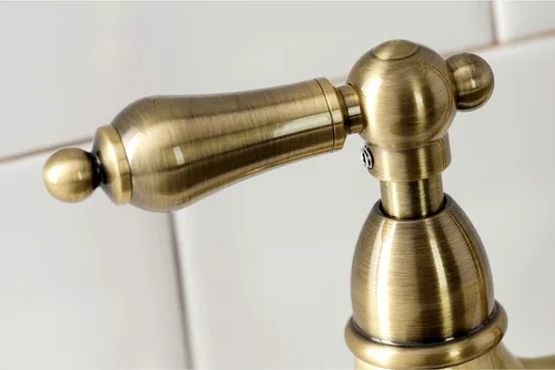 Vista 8 de Kingston Brass KS1273ALBS Heritage - Grifo de puente de cocina de 8 pulgadas con rociador de latón, latón antiguo