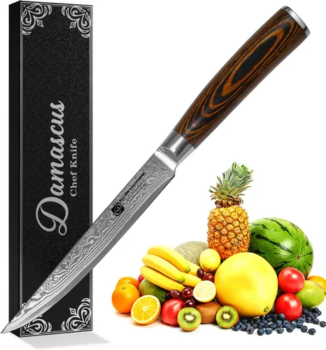 Vista 11 de Cuchillo de chef profesional de Damasco, 67 capas hecho a mano de 8 pulgadas, cuchillo de chef de Damasco, VG10 Super Steel Core