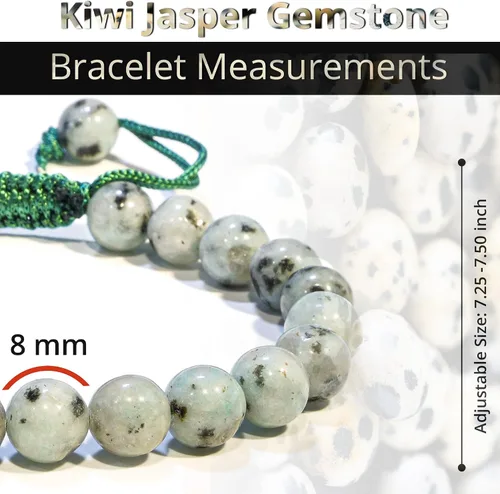 Vista 184 de Adjustable Crystal Bracelet – Gemstone Bead Bracelet with Adjustable Macrame String – Chic Gemstone Bracelet for Men and Women – 8mm Round Healing