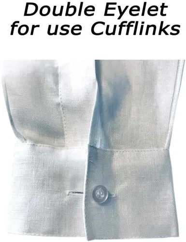 Vista 4 de Camisa de lino guayabera de boda para hombre. Ajustada. Embrioderado. Permitir gemelos. Blanco