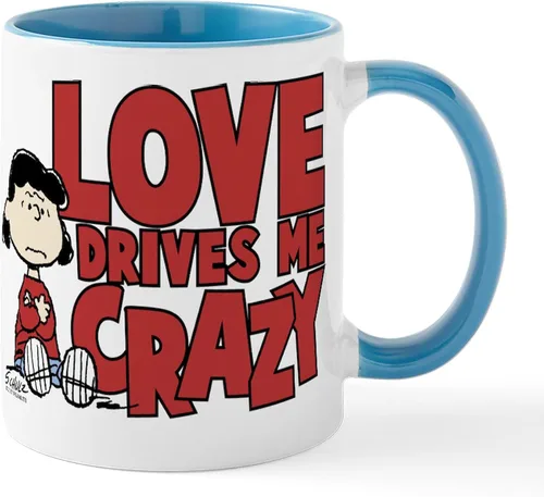 Vista 9 de CafePress Peanuts Lucy Love Drives Me Craz - Taza de café de cerámica de 11 oz (11.0 fl oz)