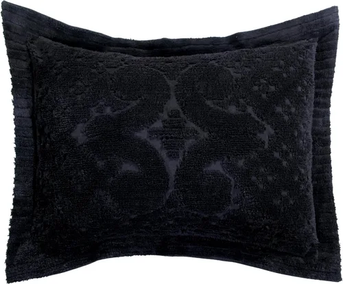 Vista 3 de Better Trends Colección Ashton - Colchas de chenilla con mechones, tamaño individual, color negro, 100% algodón, diseño de medallón de chenilla