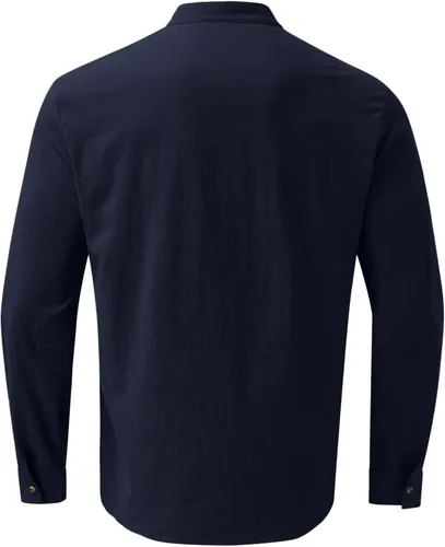 Vista 3 de Camisa de guayabera cubana para hombre, casual, con botones, de manga larga, para playa, hawaiana, para verano, para playa, yoga