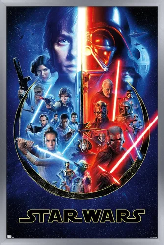 Vista 11 de Trends International Star Wars: Saga - Póster de pared Skywalker Saga, 22.4 pulgadas de largo x 14.7 pulgadas, versión enmarcada de madera de granero