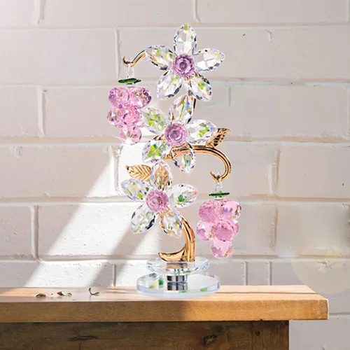 Vista 6 de Figura giratoria de uva de cristal rosa para centro de mesa