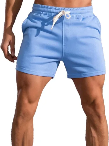 Vista 18 de Pantalones cortos de algodón de 5.5/7 pulgadas para hombre, pantalones cortos de entrenamiento de algodón con bolsillos