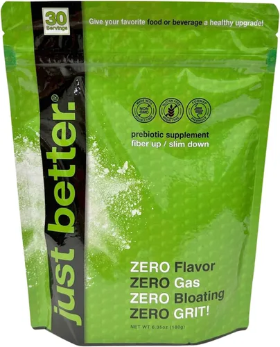 Vista 4 de just better. Suplemento de fibra prebiótica para un intestino sano Fibra en polvo con cero grano cero sabor y sin hinchazón ni gas Siéntete