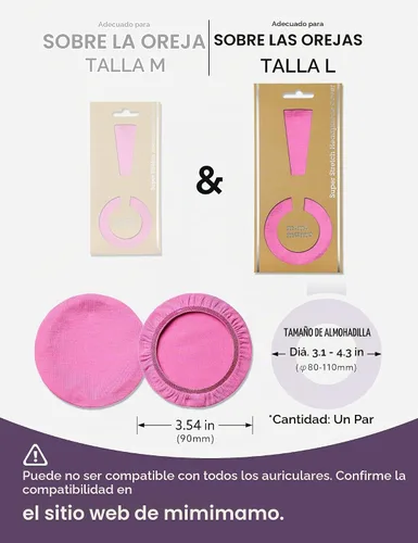 Vista 5 de Mimimamo Cubierta para auriculares súper elástica tamaño L (rosa)