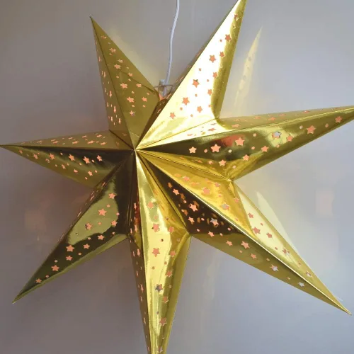 Vista 3 de Increíbles faroles de papel de primera, estilo estrella para decorar